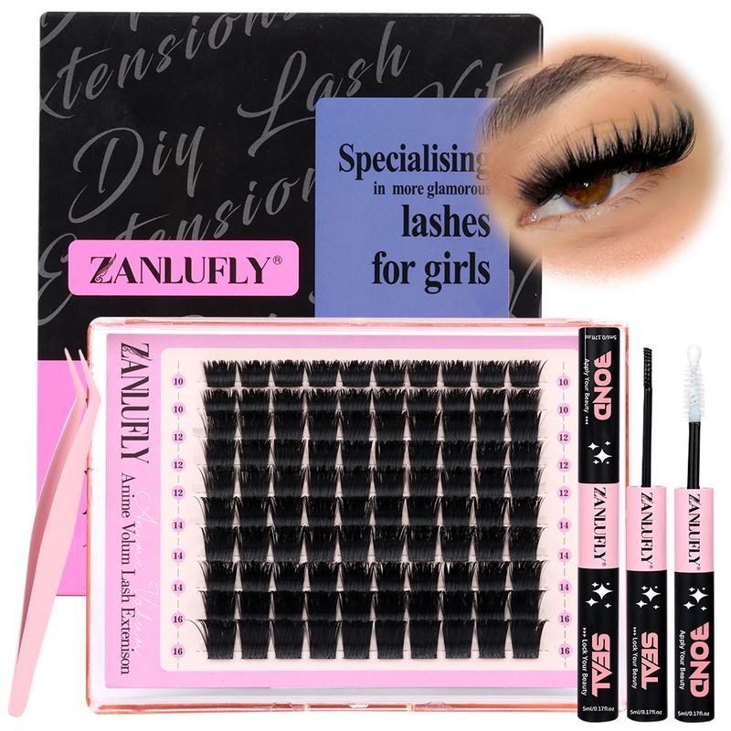 zanlufly Lash Clusters KIt D Curly Lash Extension Kit Volume