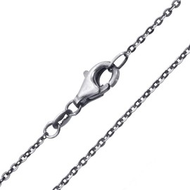 Materia 925 Silver Necklace for Women Men - Fine Anchor Chain 1.2 mm Chain Antique Oxidised 40-80 cm K96, Sterling Silver Metal