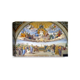 IPIC - Disputation of the Holy Sacrament by Raphael, Acid-Free Cotton Canvas by Giclee Print and Stretched Canvas Wooden Framed for Office and Home Decor. 24x16