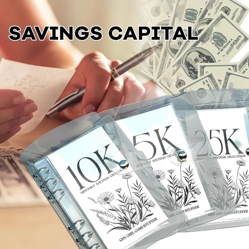Peakloong 12-Month Money Saving Challenge Binder, 5K Goal, Cash Envelopes
