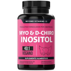 Inositol 40:1 | Myo y D-Chiro Inositol Puro | 180 cápsulas | Vitaminas para mujer | Suplemento Alimenticio Beyond Vitamins | Vegano | 180 caps