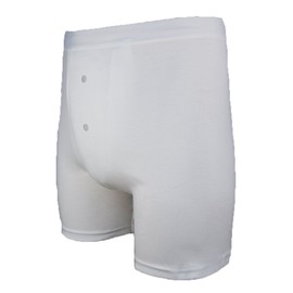 P&S Healthcare's Men's Padded Boxer Short - White - 300mls Absorbency - Washable and Reusable Incontinence Boxer for Men (Medium (33-36" Waist))
