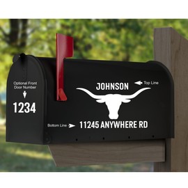 Mailbox Numbers Street Address Decal - Western - Longhorn - Custom