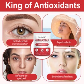 Leeylitdrag Astaxanthin 12mg, 120 Softgels, 4 Month Supply | Premium Astaxanthin Antioxidant Supplements | Fresh Microalgae Source | Supports Eye, Joint, Internal Circulation, Skin Health