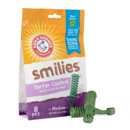 Arm & Hammer For Pets Brushies Dental Treats for Dogs | Dog Dental Chews with Baking Soda Fight Bad Breath, Plaque & Tartar without Brushing | Mint Flavor, 8 Pcs
