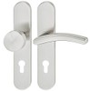 JUVA Long Plate Handle Set - Door Fitting Left - 1 Piece Door Handle Set for Room Doors with Mounting Material - Door Handles Matte Brushed Stainless Steel - Door Handle Set