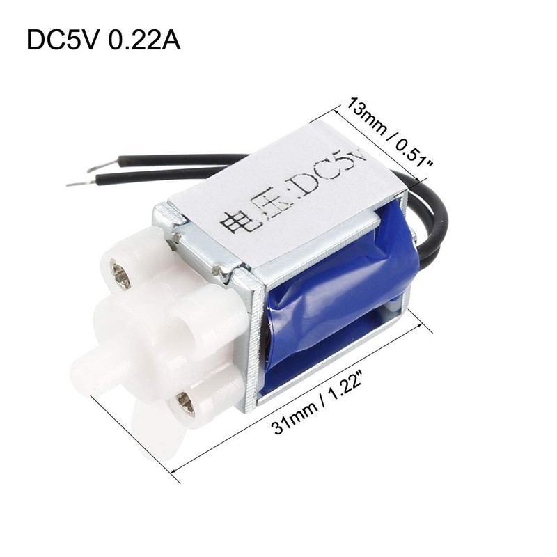 sourcing map Miniature Solenoid Valve 2 Way Normally Closed DC5V