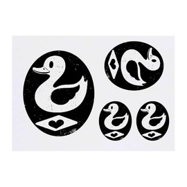 4 x 'Cute Duck with Heart' Temporary Tattoos - Water Resistant, Skin-Safe, Non-Toxic Transfers, Mixed Sizes (TO00082310)