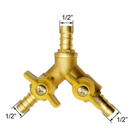 BesNPT 1/2" Hose Barb valve, Brass 3 Way Shut Off Valve Y Shaped 2 Switch Ball Valve