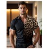 VIPWOLF Men's Leopard Print Tops Button Down Short Sleeve Summer