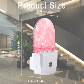 AOWULA Pink Glitter Night Light,Night Lights Plug into Wall Decor for Stairway/Hallway/Kitchen,Dusk to Dawn Sensor Nightlights for Boys/Girls/Women/Men Room Gifts