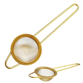 Gold Matcha Sieve & Loose Tea Strainer, Fine Mesh Stainless Steel Mini Icing Sugar Sieve, Small Tea Filter Sifter for Matcha Powder, Tea Leaves & Baking
