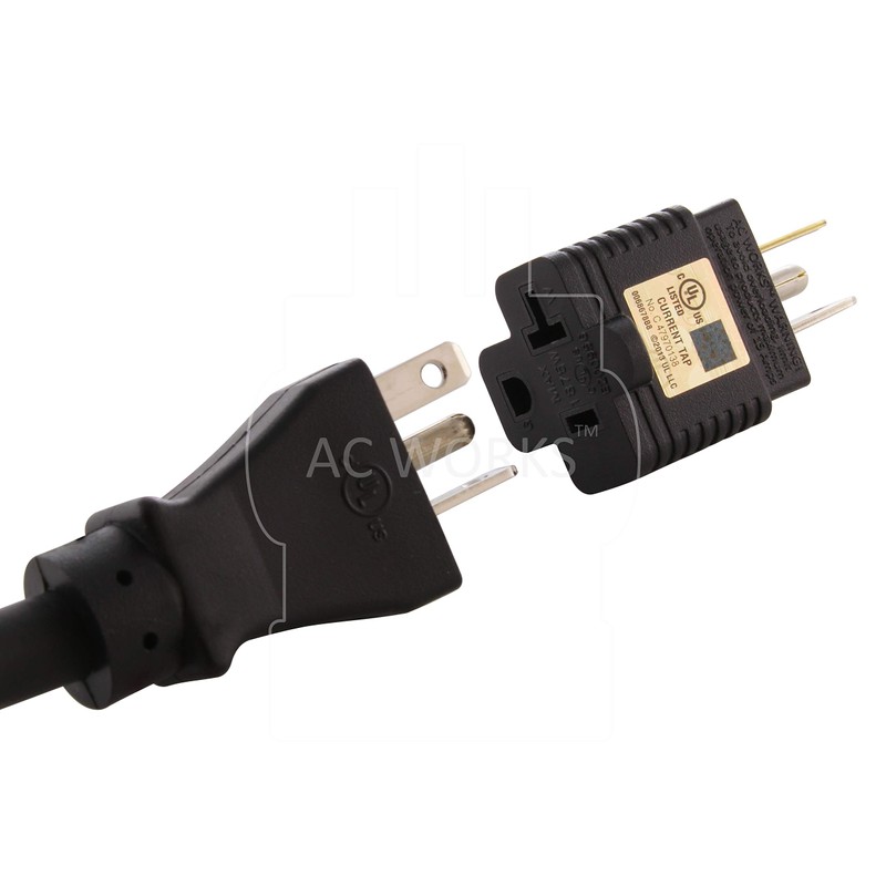 AC WORKS 15 to 20Amp 125Volt T-Blade Adapter (2PK-Compact)