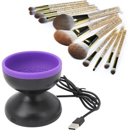 Limpiador Eléctrico de Brochas de Maquillaje, Máquina Limpiadora Súper Rápida, Limpia a Fondo los Residuos, Limpieza sin Esfuerzo, Ideal, Portátil y Fácil de Usar (Negro