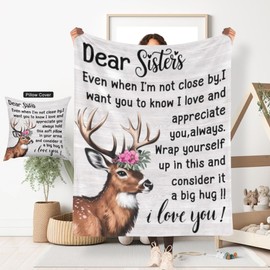 ITFRO Sister Gift Flannel Fleece Throw Blanket Pillow Cover Set 50x60 Inch Ultra Soft Polyester Blanket 18x18 Inch Plush Pillow Case All Seasons Cozy for Birthday Christmas (Sister)