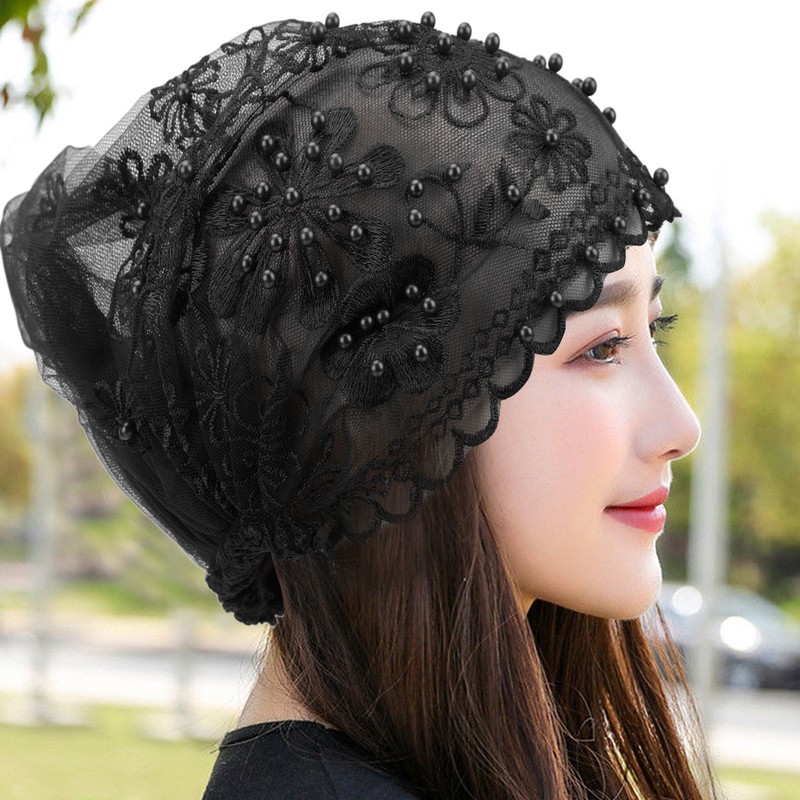 Turban Fashionable Beautiful Unique Retractable Muslim Embroidered Beading Female Hat