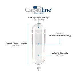 Capsuline Colored Size 0 Empty Gelatin Capsules Blue/White 10000 Count |Kosher & Halal Certified |Gluten Free