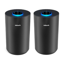 Paquete de 2 purificadores de aire para el hogar, recámara, ADTARK con filtro 3 en 1 True HEPA H14, modo de sueño y función de aroma, 3 modos de luz, 