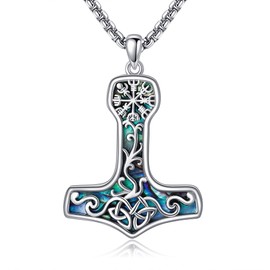 Thor Hammer Necklace Sterling Silver Mjolnir Celtic Pendant Nordic Viking Jewelry For Men Women