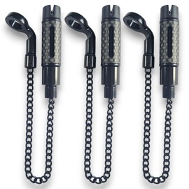 TJR Tackle 3 x Carbon Mag Pro Bite Indicators Bobbins with Magnetic Line Clip, Short 14cm Chain, Metal dog leg.