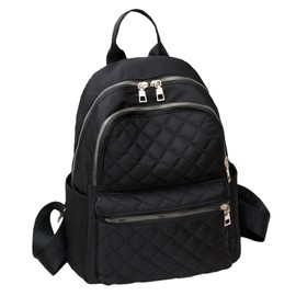 [modezee] Women's Quilted Mini Backpack, Small, Rucksack, Mother's Day, Stylish, Lightweight, Adult, Cute, Compact, School, Brand, Eco Bag, Black