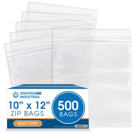 Spartan Industrial - 10” X 12” (500 Count) 4 Mil Thick Bulk Clear Reclosable Zip Plastic Poly Bags with Resealable Lock Seal Zipper - Heavy Duty and Durable