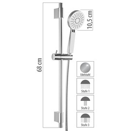 BadeStern Shower Rail with Shower: Shower Rail Set with Hand Shower and Stainless Steel Hose, 3 Jet Types (Shower Hose, Shower Set, Shower Holder)