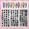 PH PandaHall 3pcs Flower Nail Stamping Plates Leaves Patterns Nail