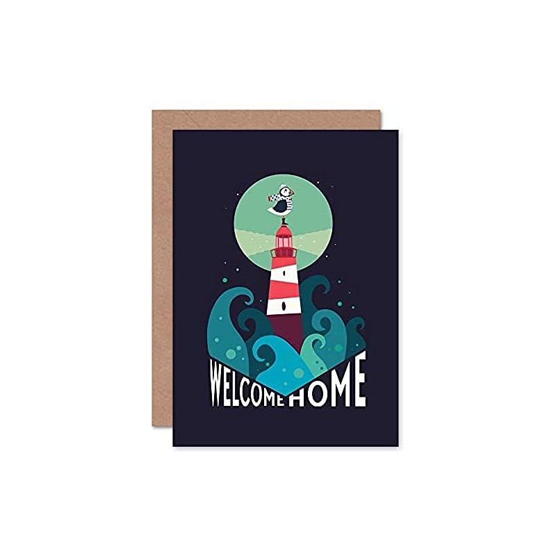 Wee Blue Coo Lighthouse Welcome Home Card