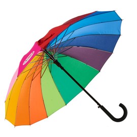 Variety To Go® Rainbow Umbrella, Rainbow Umbrella Large, Compact, Windproof, Auto Open, 16 K Rainbow Umbrella for Kids, Girls, Women, Men (Hook Handle)