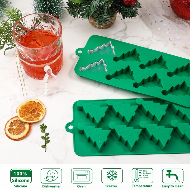 Webake Christmas Tree Silicone Molds for Ice Cube 8-Cavity Christmas