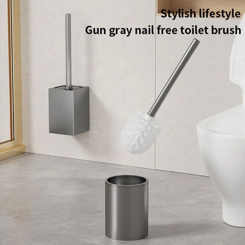 PureLiving Toilet Brush Holder Set Wall Mounted – Durable Space-Saving