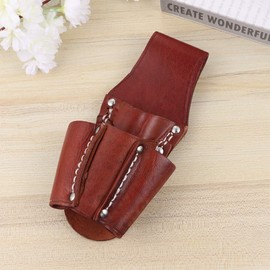 DOITOOL 1PCS Leather Tool Pouch Electrician Small Pocket Tool Pouch with 4 Pockets for Belt Heavy Duty Leather Pouch for Electrician Technician Repairman (Brown)