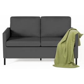 TYBOATLE Fabric Modern Loveseat Sofa Couch for Living Room, 51" W Upholstered Love Seats 2-Seater Furniture w/Iron Legs for Compact Small Space, Apartment, Bedroom, Dorm, Office (Dark Grey)