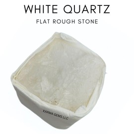 Karma Gems Raw White Quartz Flat Stone - Heals Emotional Balance, Overactive Mind & Helps to Meditate - Suitable for Home Decoration and Stone Collection - Mines Rough and Unpolished Stone