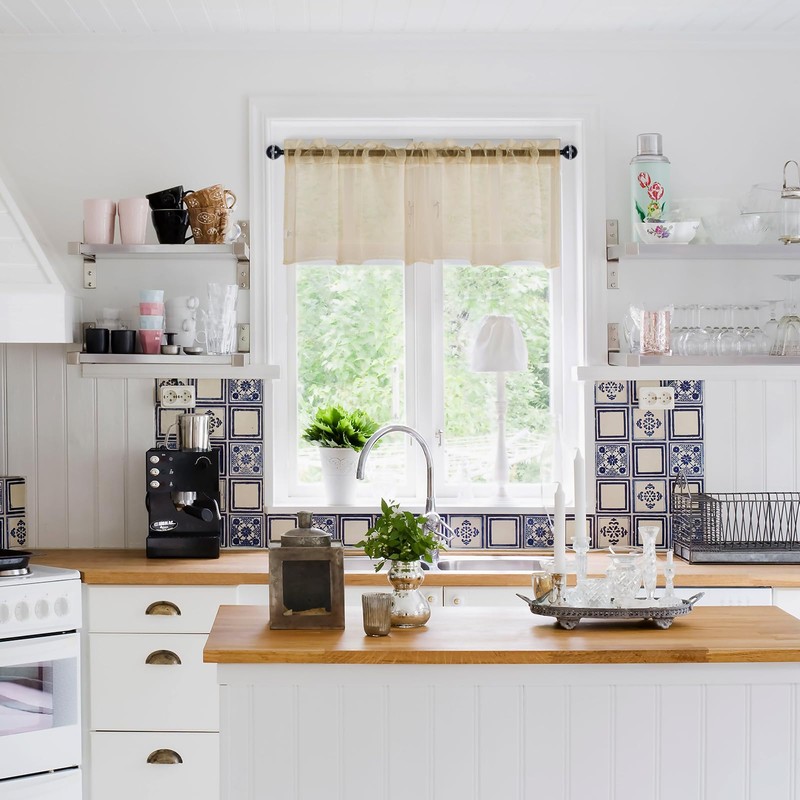 DWCN Sheer Valance Faux Linen Small Window Curtains, Living Room