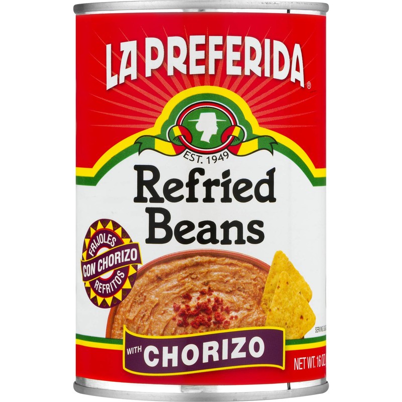 La Preferida Refried Beans, Chorizo, 16 oz (Pack - 12)