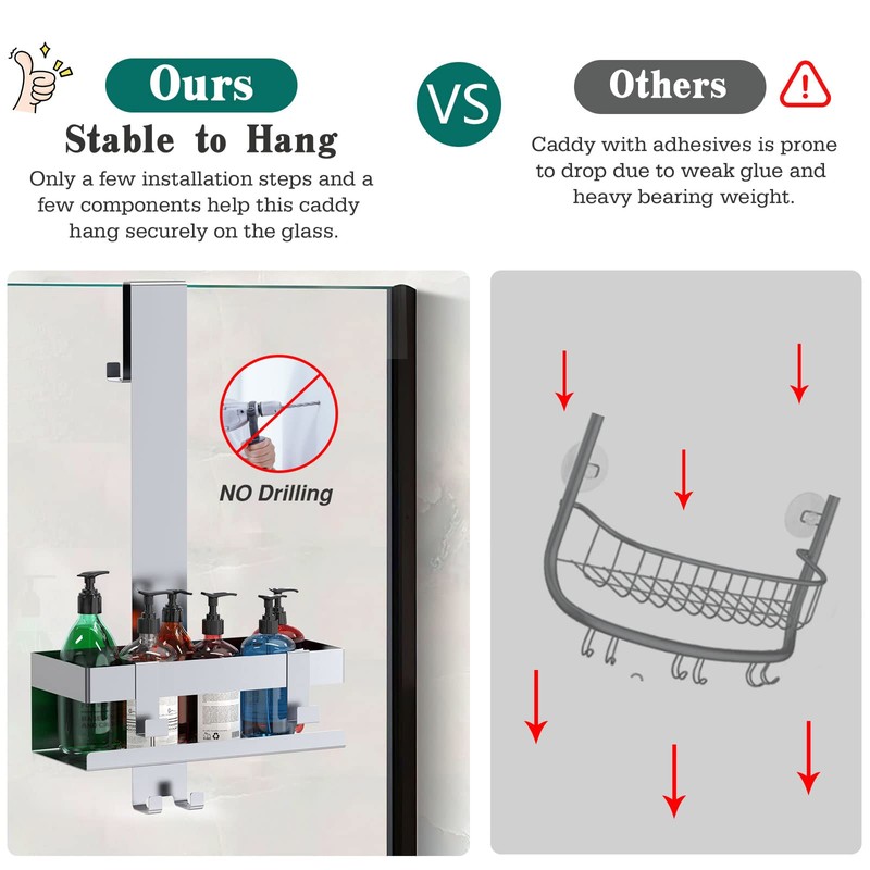 Emibele Over The Door Shower Caddy, 304 Stainless Steel Hanging