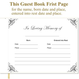 Funeral Guest Book for The Celebration of Life - in Loving Memory Book for Memorial & Funeral Services, 440 Guests Entries with Name & Address, Memory Book for Funeral Guest Registry, 9" x 7", Beige
