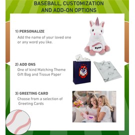 DolliBu White Unicorn Stuffed Animal with Baseball Plush - Soft, Huggable Unicorn, Great Gifts for Kids Who Love Baseball, Cute Mythical Animal Plush with Plush Baseball Toy for Kids, Adults - 9 Inch