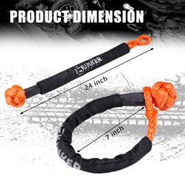 BUNKER INDUST 2Pcs Synthetic Soft Shackle Rope,1/2 Inch x 24 Inch (41,000 LBS Breaking Strength) Winch Towing Recovery Shackles for Offroad 4x4 Vehicles Truck, SUV, ATV, UTV