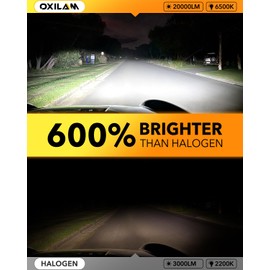 OXILAM H11 Bulb, H8 H9 Fog Light Bulb, 6500K Light Bulb 20000LM Brighter H11, Non-polarity, Plug and Play, IP68, Pack of 2