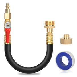 OPL5 Lead Free Brass RV Winterizing Kit Sprinkler Blowout Adapter with Shut Off Valve, 16inch Quick Connect Air Compressor Male and Female Plug to 3/4" Garden Hose for Travel Trailer Boat Motorhome