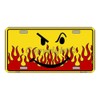 Flaming Smirk Metal License Plate