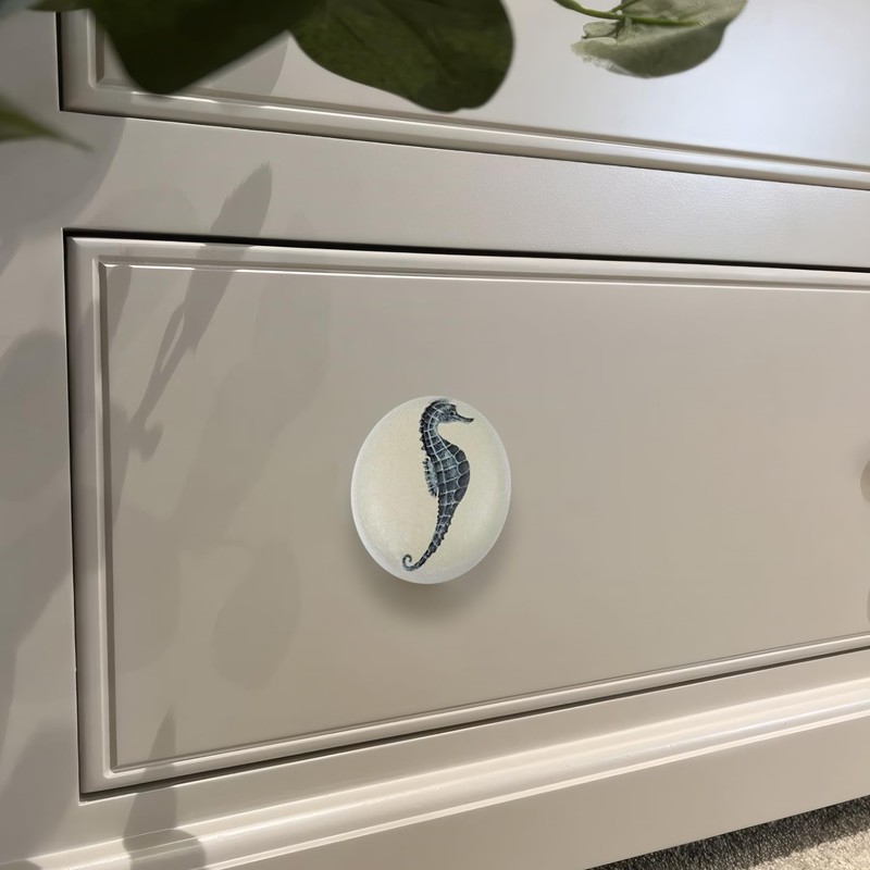 Lasyman 8 Pack 1.5" Ceramic Seahorse Cabinet Knob Unique Ocean