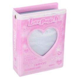 sourcing map 3inch Mini Photo Album,Kpop Love Heart Hollow Photocard Binder Album Mini Photo Card Book Holder with 40 Photos for Collecting Pictures, Pink(Love Pouch)