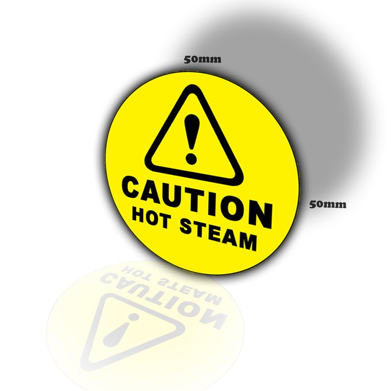 4 Pack - Caution Hot Steam Stickers - Waterproof Vinyl