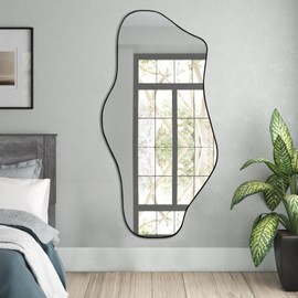 DAOYIJIAJU Large Irregular Mirror, Asymmetrical Wall Mirror, Unique Shaped Mirror, Modern Oblong Mirrors for Living Room Bathroom Bedroom Entryway Fireplace, 47.2"x21"