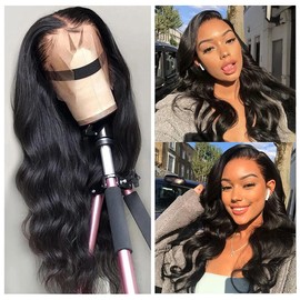 BIMKOS 20 inch 13x4 Body Wave Lace Front Wigs Human Hair for Women Brazilian 13x4 Body Wave Lace Frontal Wigs Pre-plucked Hairline with Baby Hair Natural Color