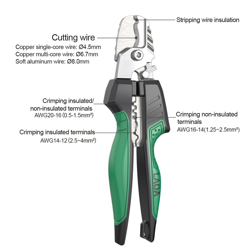 LAOA Stainless Steel Cable Cutter - 8in Professional Multi-Function Wire